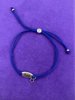 💛 Silpada Shining Star Sterling Silver Blue Cord Cinch Bracelet